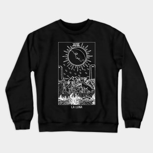 "La Luna" The Moon Tarot Card Black and White Crewneck Sweatshirt